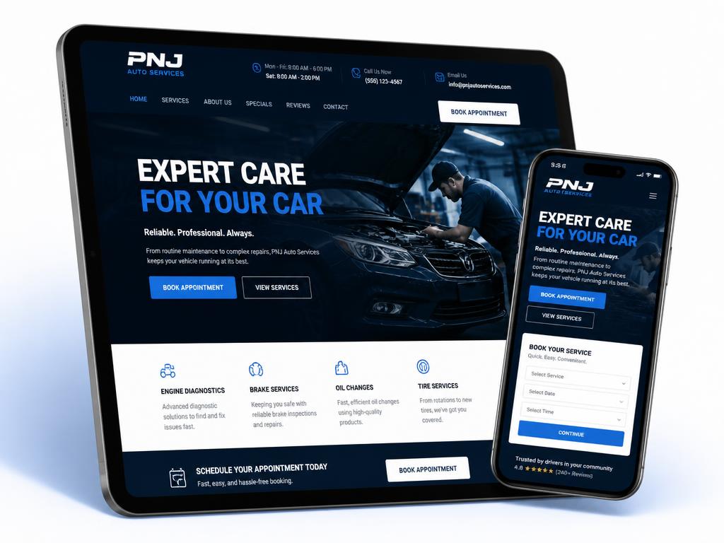 PNJ Auto Services website preview
